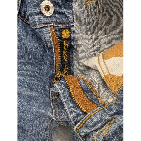 Lucky Brand Jeans Womens 6 28 Blue Sundown Jean Dungarees Flare Distressed USA - Picture 14 of 16